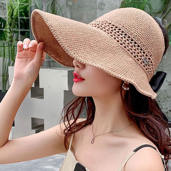 

new fashion spring summer sun hat large brim women fashion foldable sun uv protection outdoor travel cotton linen cap, Blue;gray