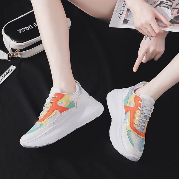 

women's shoes 2019 summer new color bright white shoes women casual spot large size dad shoes women, Black