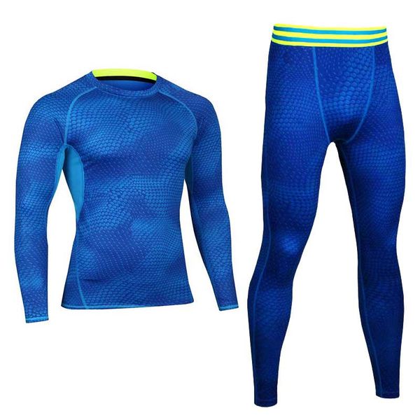 

men pro compression fitness winter thermal underwear sets quick dry gymming male spring autumn sporting runs yogaing long johns, Black;blue