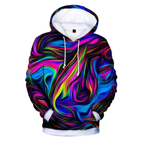 Fun Tie Dye colorido Hip Imprimir Moda Hop 3d moletom Homens Hoodie Top manga comprida 3D moletom com capuz