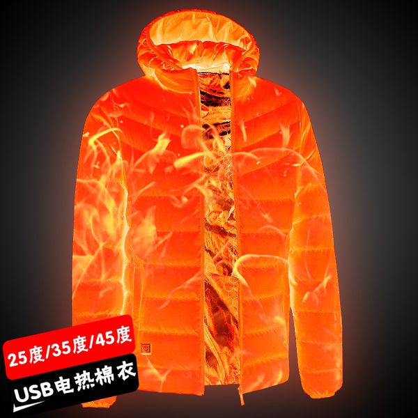 

2019 new men heated jackets outdoor coat usb electric battery long sleeves heating hooded jackets warm winter thermal clothing, Black