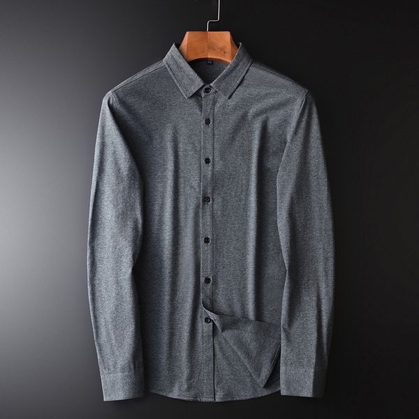 

minglu cotton mens shirts luxury knitted fabric long sleeve mens dress shirts plus size 4xl slim fit business casual male, White;black