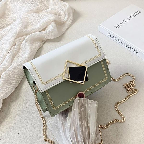

women contrast shoulder bag chain small square bag female 2020 women's messenger satchel tote crossbody @9