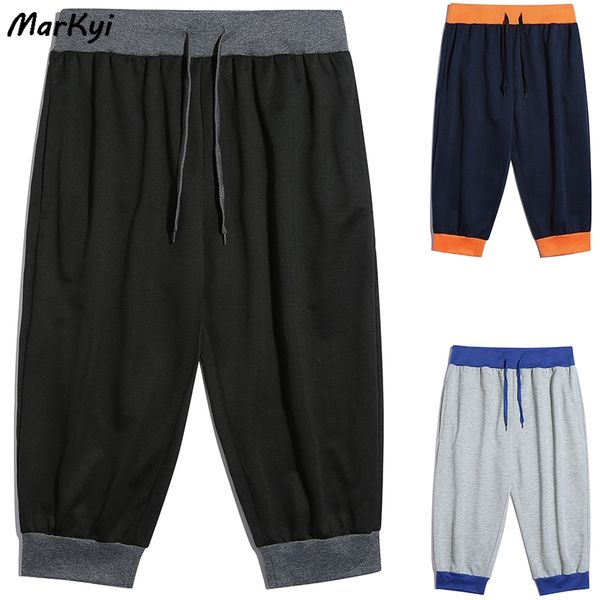 

markyi 2020 summer calf-length man harem pants loose fit trousers male streetwear men jogging casual pants, Black