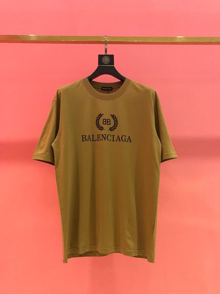 

2020 французская весна и лето высокое качество пшеницы уха письмо печати футболка мода мужчины и женщины спорт тонкий топ хлопок коричневый, White;black