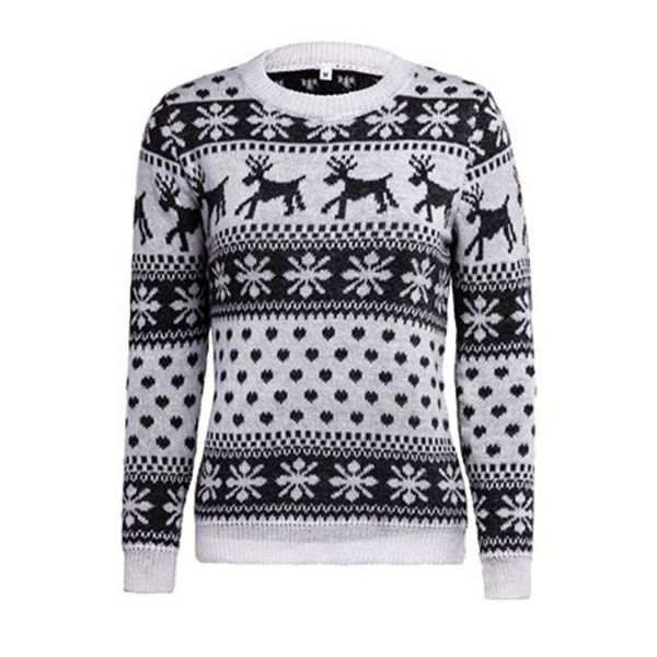 

elk christmas sweater women fashion casual long sleeve deer print knitted sweater youth ladies pullover jumper knitwear, White;black