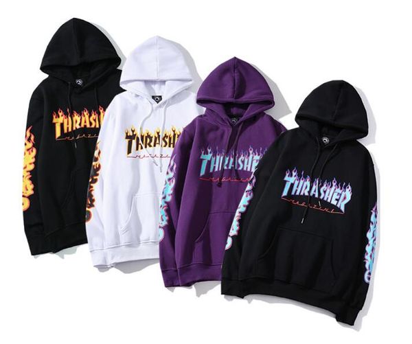 

mens designer hoodies fashion men women casual jacket hip hop mens autumn hooded 19ss thrasher hoodie loose sweatshirt, Black