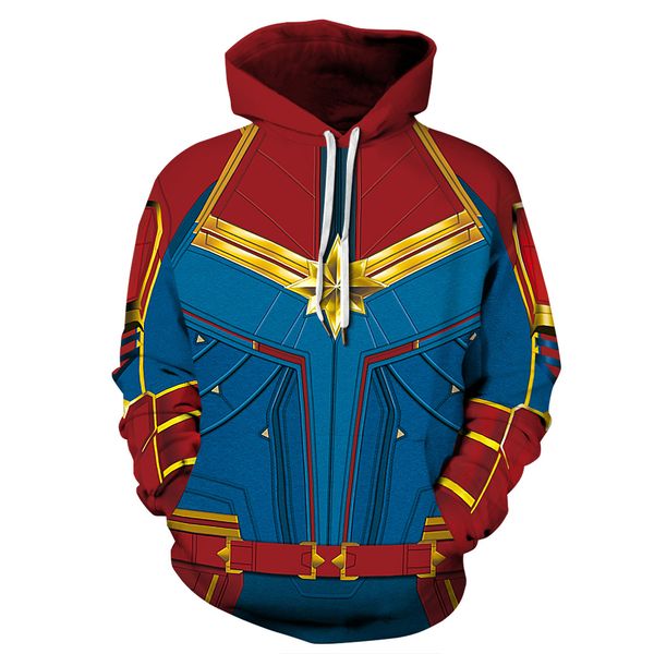 

captain marvel cospaly hoodie men women sweatshirt streetwear costume suit, Black