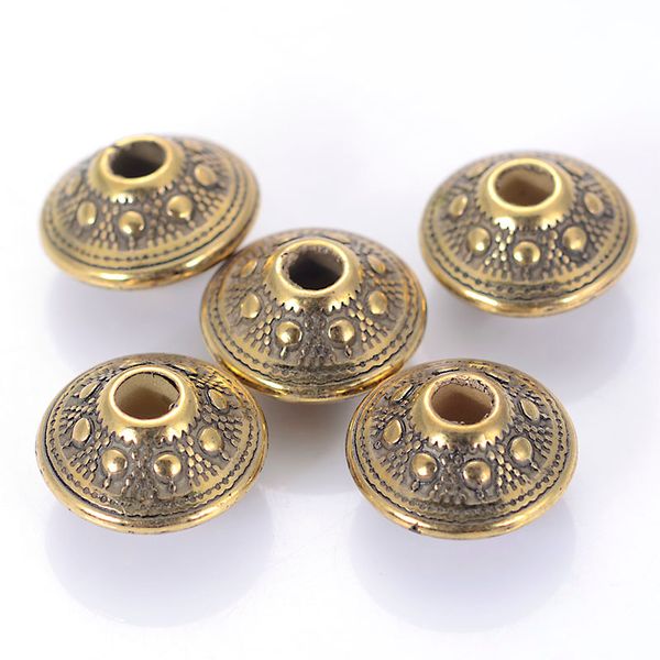 

miasol new arrival 100pcs vintage 14mm antique design ufo shape loose spacer disc charm beads for diy jewelry making bracelet charms, Black