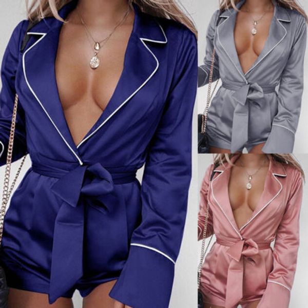 

women's jumpsuits & rompers womes satin playsuit women bandage jumpsuit romper bodycon clubwear trousers party short pants lady casual, Black;white