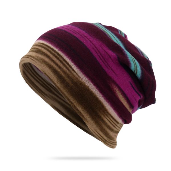 

striped beanie chemo cap for cancer patients casual outdoor head cover comfortable scarf convertible windproof hat, Blue;gray