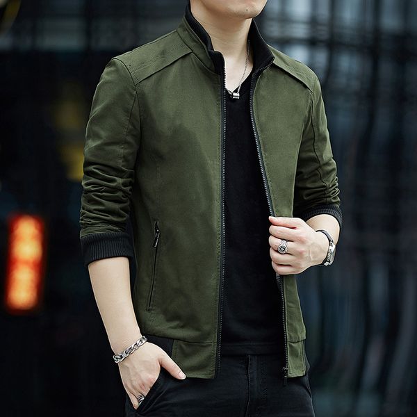 

jacket cultivate one's morality cottonwash with stand-up collar youth tide garment cotton2019spring autumn new fashionsimplicity, Black;brown