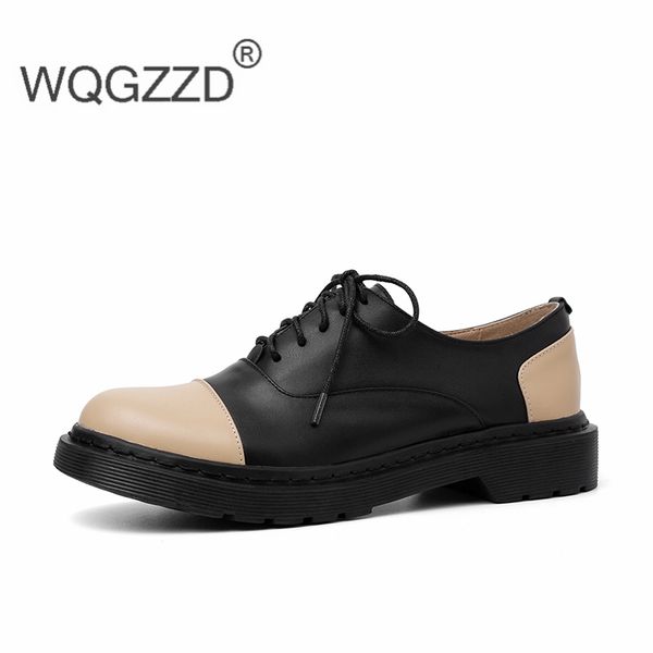 

европейское oxfords обувь для женщин из натуральных кожи бездельников плоских ботинок женщин случайной платформы женщин, Black