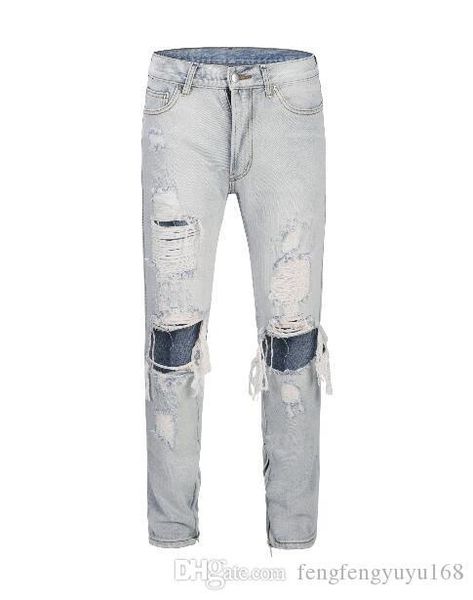 

2019 new men дѬ джин denim дизайнеѬ плоной ве straight дл мђжин джинове бѬки бѬ, Blue