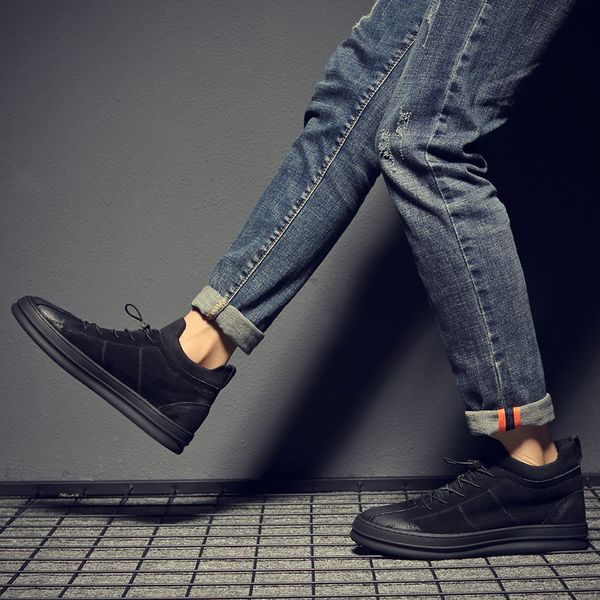 

men s oxford business formal dress leather flat shoes men's shoes, Black
