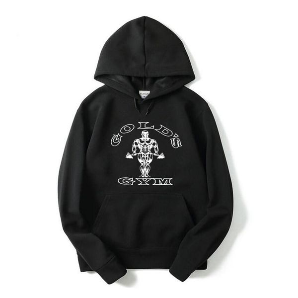 

golds gyms clothing mens sweatshirts hoodies bodybuilding streetwear fitness workout tracksuit male cotton moletom masculino, Black