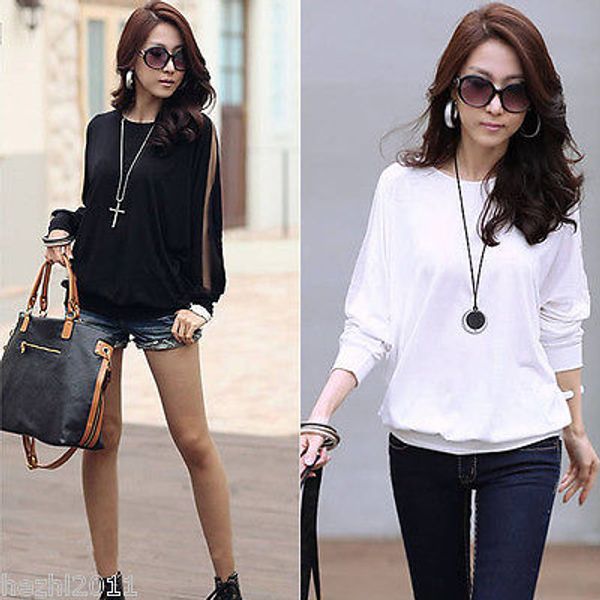 

новые женские вышивка шифон с длинным рукавом топы рубашка блузка тройник размер 6 8 10 12, White