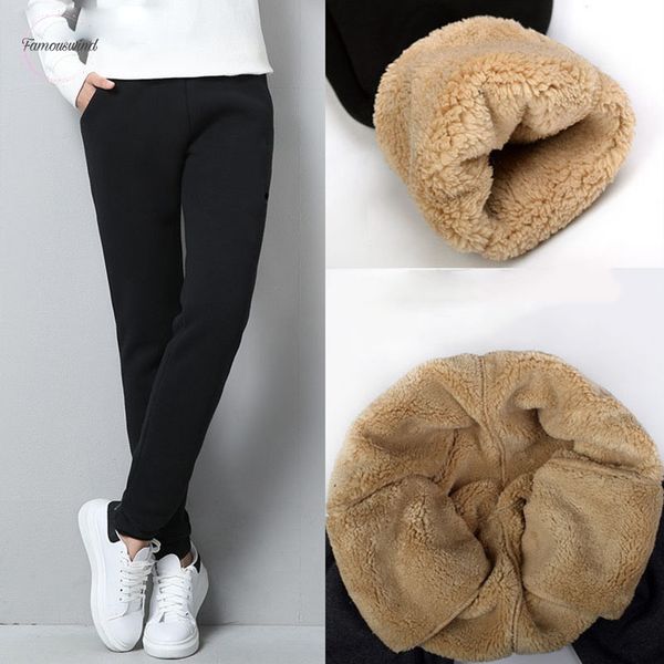 

женщины pant женский толстый lambskin кашемир брюки теплые зимние повседневные брюки сыпучие харлан брюки длинные брюки плюс размер wp17, Black;white