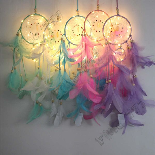 2019 Ins Style Pendant Led Light Dream Catcher Feather Dreamcatcher Girl Catcher Network Bed Room Hanging Ornament Cartoon Accessories From Fine777