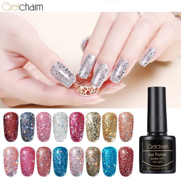 

8ml diamond nail gel polish bling glitter led uv gel varnish manicure shiny sequins soak off semi permanent nail polish