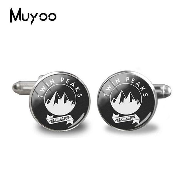 

2019 new arrival david lynch movie jewelry glass cufflink twin peaks glass dome shirt accessory jewelry cufflinks for mens gifts, Silver