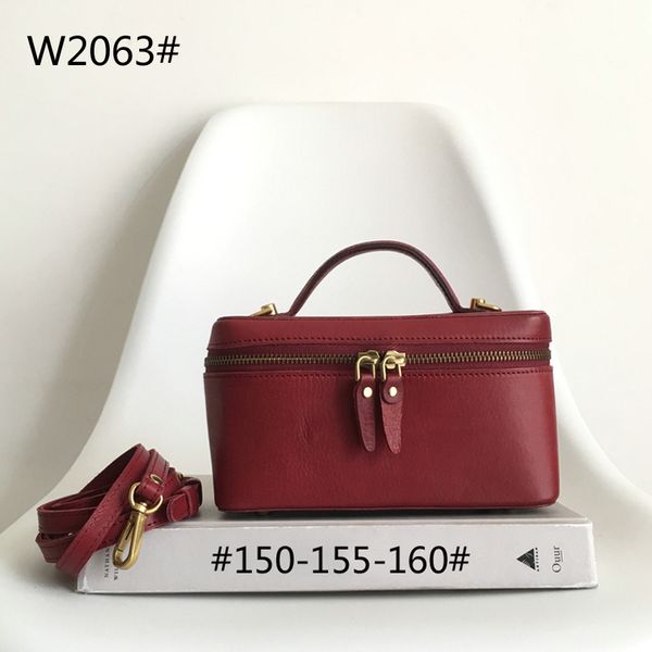

old cobbler w2063# mini cosmetic bag genuine leather tote customized multi-style leather bags with dhl