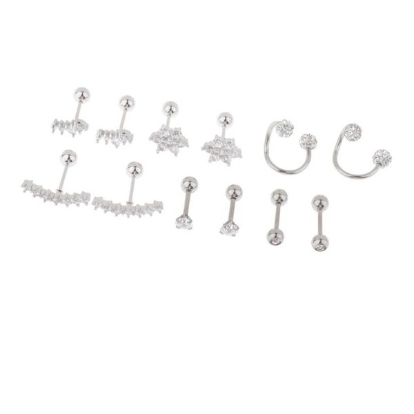 

12pack steel ball earrings with zirconia and diamond ball s clip, Golden