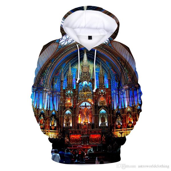 

notre dame de paris 3d printed hoodies men women spring hooded designer sweatshirts, Black