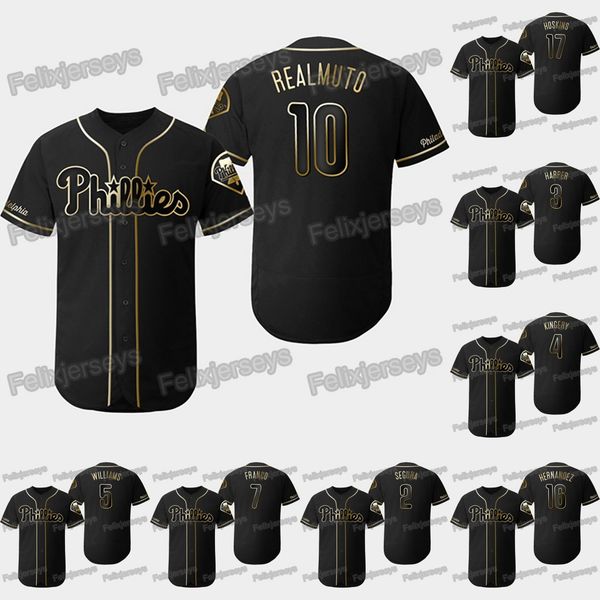 

10 J.T. Realmuto 2019 Golden Edition Philadelphia Jean Segura Maikel Franco Nick Williams Scott Kingery Bryce Harper Phillies Jersey