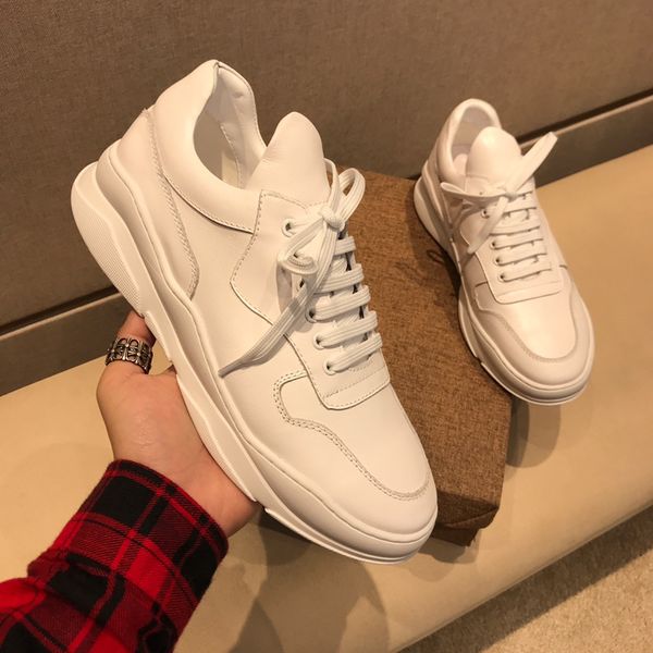 

fashion hight quality leather casual shoes men black and white lack up outdoor sports breathable shoes wear resistant board shoes men