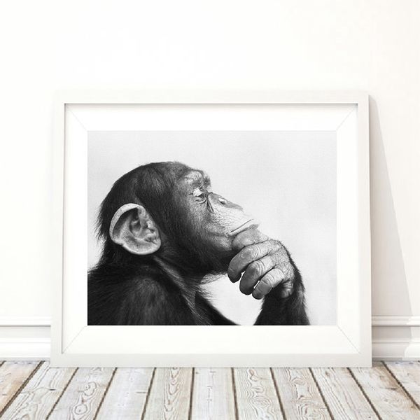 

monkey black and white p canvas poster print home wall art painting nordic animals picture for living room decoration