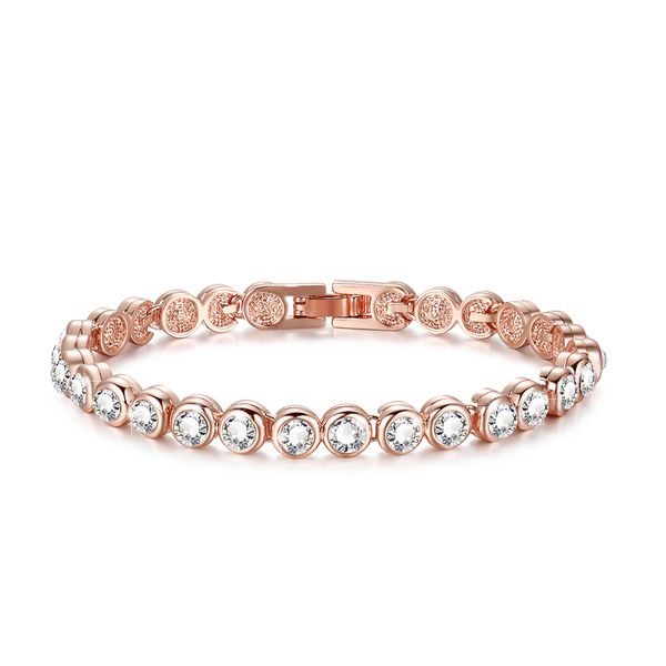 

18k rose gold bracelet with cubic zirconia bracelet,tennis bracelet [18cm/7inch] christmas mother's day valentines gifts, Black