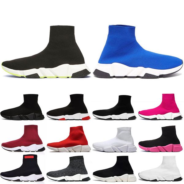 

ale blue running shoes sock mens speed trainer white red buttom triple black pink white glitter women men sport sneaker size 36-45