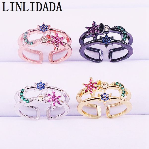 

10pcs gold/silver/rose gold/black cubic zirconia cz fashion ring, beautiful sweet adjustable jewelry, Golden;silver