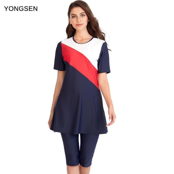 

yongsen plus size women modest hijab muslim swimsuit islamic swim wear burkinis sport swimwear ladies short sleeve with swim hat