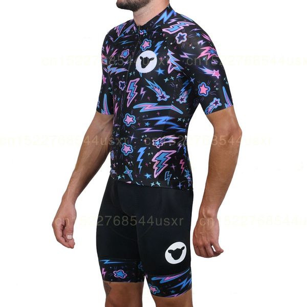 

black sheep cycling kit 2020 men's cycling racing short sleeve jersey and bib shorts set riding bicycle wear outdoor sport shirt, Black;blue