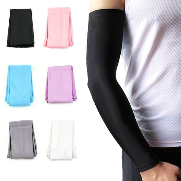 

1 pair sun uv block arm sleeves cool warmer cover for outdoor cycling golf fishing climbing als88, Black