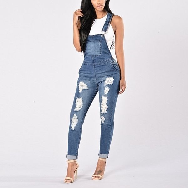 

bodysuit women spring new women overalls cool denim jumpsuit ripped holes casual jeans sleeveless jumpsuits hollow out slim rompers, Black;white