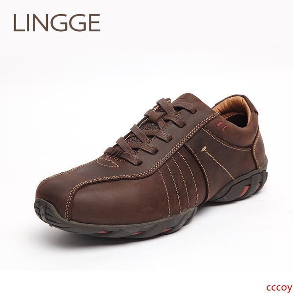 

lingge brand business style men's shoes genuine leather lace-up men shoe rubber sole brown male shoe comfortable casual