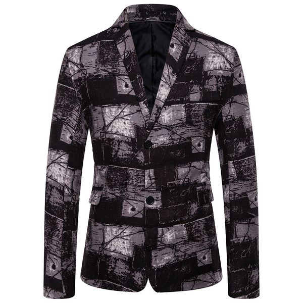 

fall 2019 new men leisure suit young fashion printing suit, White;black