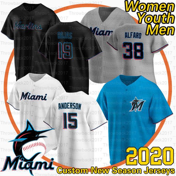 

miami miguel rojas jersey 38 jorge alfaro garrett cooper jon berti isan diaz martin prado 2020 season jerseys, Blue;black