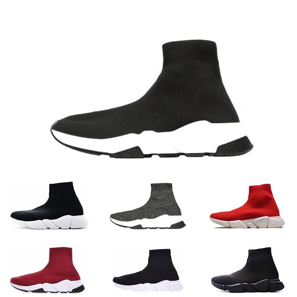 

men women casual shoes speed trainers sock sneakers fashion gray triple black white red mens paris shoes size 36-45