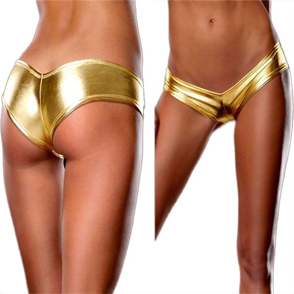 

new arrival women bare imitation leather underpants lingerie lady bikini thongs, Black;pink