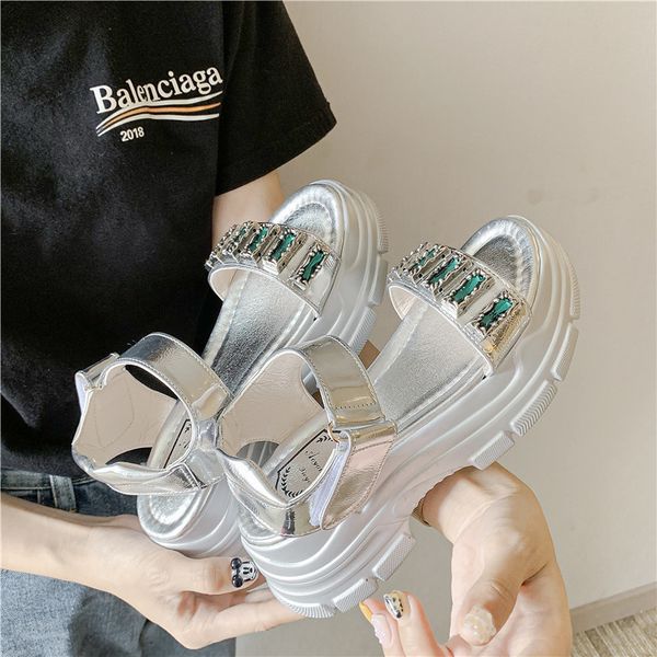 

crystal shoes women summer platform sandals women beach shoes roman holiday thick heels rubber female sports sandalen 2020, Black