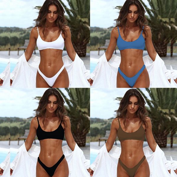 Push Up Bikini İki Parçalı Mayo Kadınlar Yüksek Bel Siyah Pembe Bikini Seti Artı Boyutu Plaj Banyo Takım Elbise Bikinis 2XL