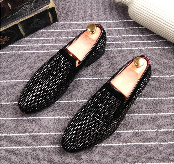 

new british style men casual evening party dress shoes glitter rhinestone homecoming prom shoes loafers sapato social masculino axx603, Black