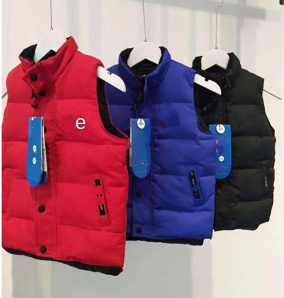 

designer-new brand children's down vest medium and small children leisure sports short down vest thick, Blue;gray