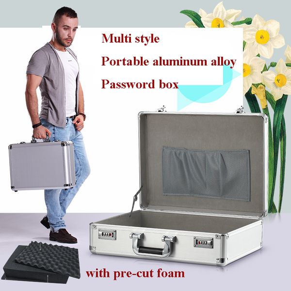

aluminum toolbox tool case portable password box tool case file document storage box instrument with foam
