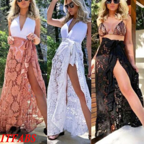 

сша женщины бикини cover up купальники sheer бич maxi wrap юбка парео парео платье, Blue;gray