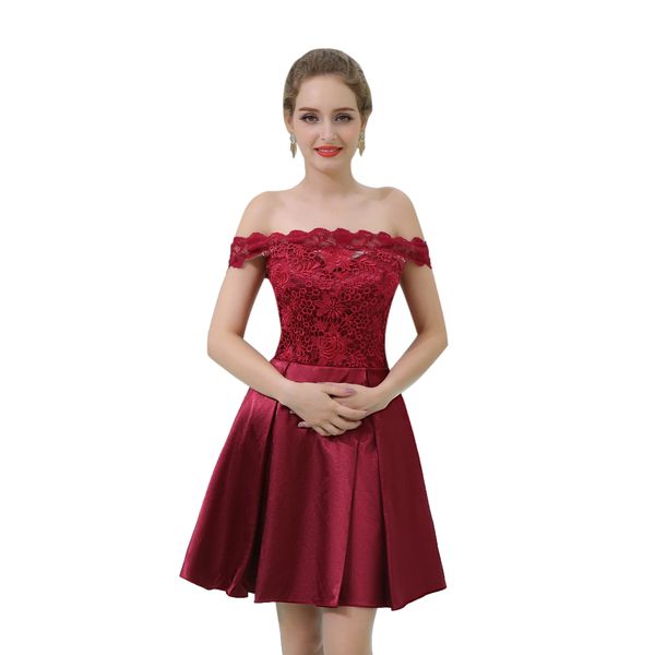 

mb055 boat neck cap sleeve ark red prom dresses 2019 satin lace short dresses for prom pleated skirt mini korean dress, Black
